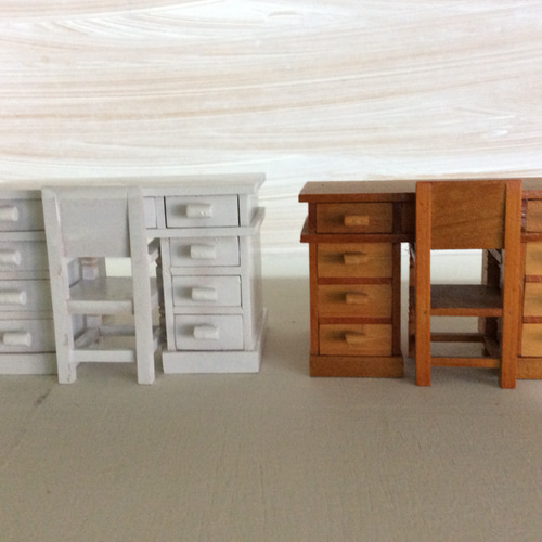 希少 花菱工業 ミニチュア家具 学習机＋椅子セット 木製 昭和レトロ
