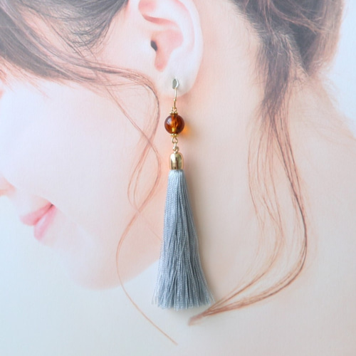 ドイツ製アクリル10（べっ甲）とタッセル（7色×4サイズ）♡ピアス