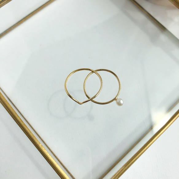 &lt;14kgf&gt; 淡水珍珠與 V 形戒指 ~2 件組 ~ 第7張的照片