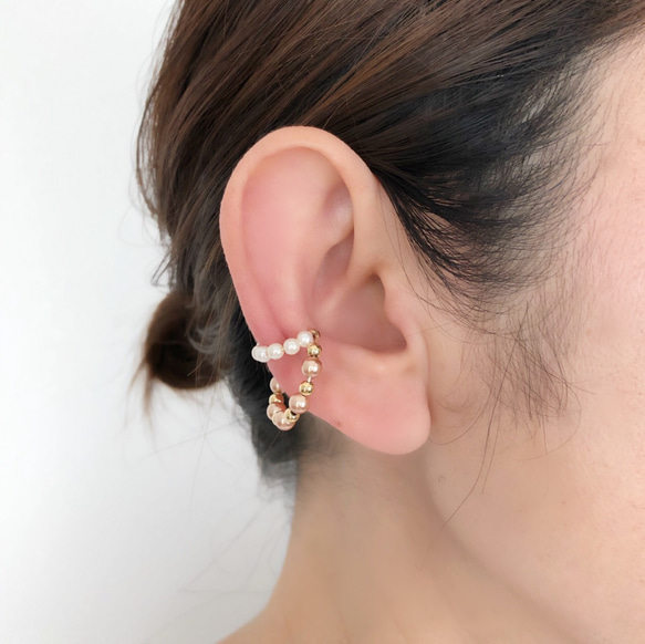 雙設計環形耳骨夾~玫瑰金~ 第2張的照片