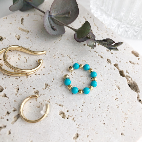 ☆本日限定お値下げ☆ageteターコイズリングとイヤーカフ アガット ターコイズイヤーカフ ☆本日限定お値下げ☆ageteターコイズ