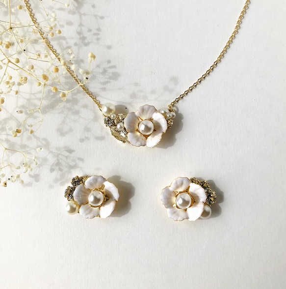 Christmas Rose Bijou Necklace &amp; Earrings/耳環 第3張的照片