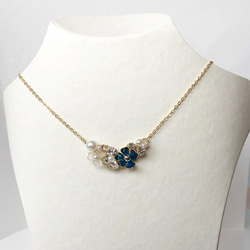 藍色Flower Bijoux項鍊和耳環/耳環 第4張的照片