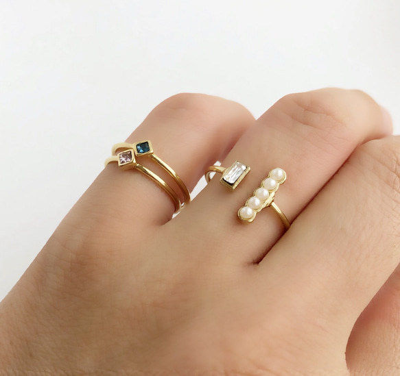 &lt;選擇您的誕生石顏色&gt; 民俗戒指和可疊戴戒指 3 件套 第5張的照片