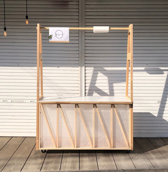 マルシェ屋台ワゴン 軽くて車で運べる組み立て式