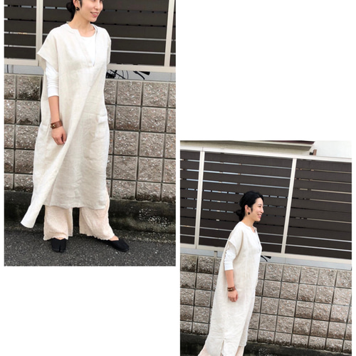 リネン100% カフタンワンピース ワンピース Cotton linum jean