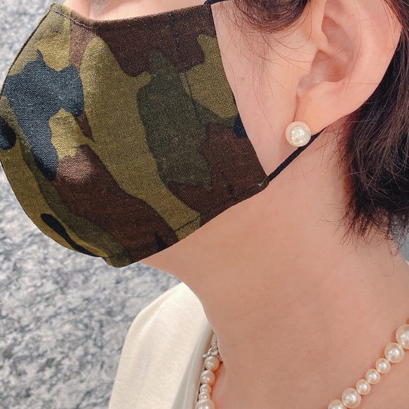 コットンリネン　迷彩柄　立体マスク　保湿　シルクプロテイン 5枚目の画像