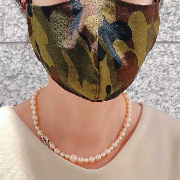 コットンリネン　迷彩柄　立体マスク　保湿　シルクプロテイン 6枚目の画像