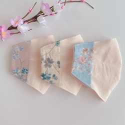 【裏地変更】不織布マスクカバー︎ꕤナチュラル桜✿︎お肌に優しい保湿・シルクプロテイン 4枚目の画像