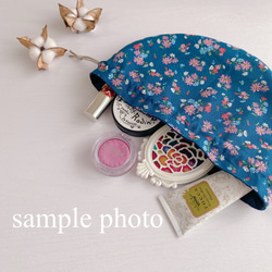形の可愛い♡まんまる巾着♡リップル生地✿︎北欧/草花 6枚目の画像