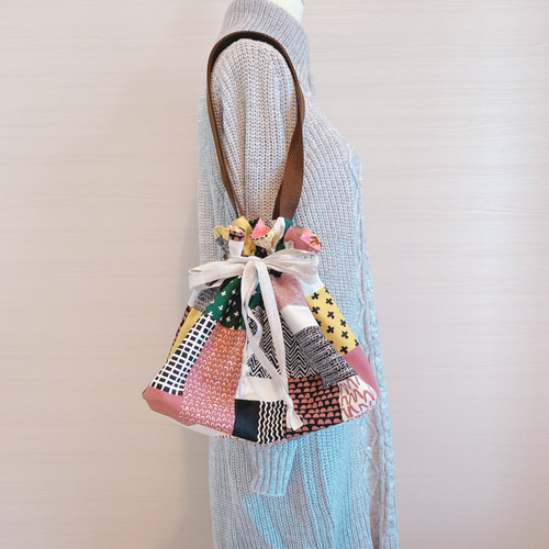 mornquilt パッチワーク巾着バッグ mornquilt パッチワーク巾着バッグ mornquilt パッチワーク巾着バッグ