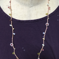 ビーズクロシェのネックレス＆ブレスレット　ピンク 4枚目の画像