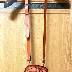 本革　ベルトポーチ　ショルダーストラップ付き　オレンジブラウン 5枚目の画像