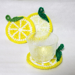 輪切りレモンのエコたわし&コースター　5枚セット(1重タイプ・やわらかめ)　送料無料 4枚目の画像