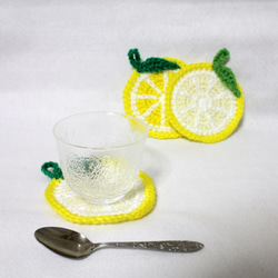 輪切りレモンのエコたわし&コースター　5枚セット(1重タイプ・やわらかめ)　送料無料 5枚目の画像
