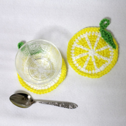 輪切りレモンのエコたわし&コースター　5枚セット(1重タイプ・やわらかめ)　送料無料 6枚目の画像