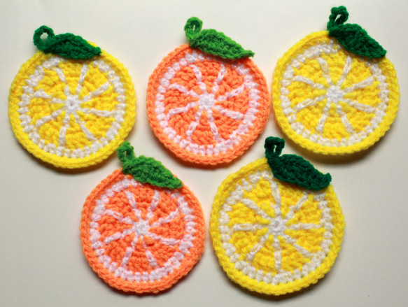 エコたわし　レモン&オレンジ5枚セット(1重タイプ)　送料無料 3枚目の画像