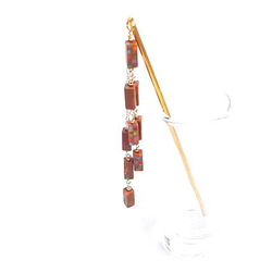 かんざし　キャラメルの様な長方形ビーズ 3枚目の画像