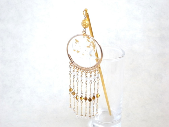 Kanzashi 日式金箔式圓盤珠和金鍊 第6張的照片