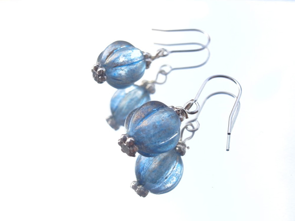 藍瓜型珠耳環隨著夏季的糧食耳環復古色調 第2張的照片