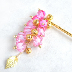 Kanzashi Rihozuki 風格的珠子粉紅色 第2張的照片