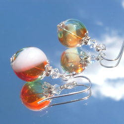 彩虹色吹製玻璃耳環小珠子 第2張的照片