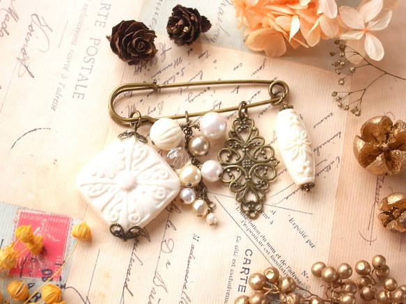 ◇ アンティークブローチ ◇ アイボリー 【公式通販】