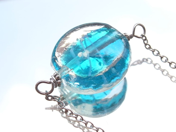 ハンドメイド　ビーズ　ネックレス　一点物　とんぼ玉　ガラス　個性的　派手　大ぶり ハンドメイド ビーズ ネックレス 一点物 とんぼ玉 ガラス 個性的