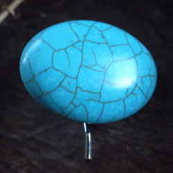 ポニーテールホルダー　ターコイズのオーバルカボッション　天然石 1枚目の画像