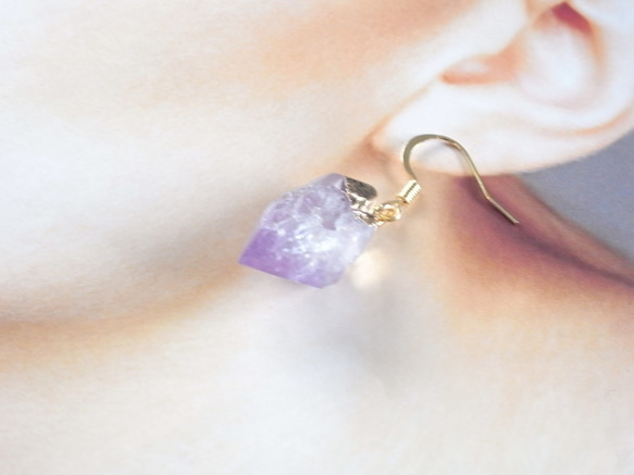 礦石耳環紫水晶 第5張的照片