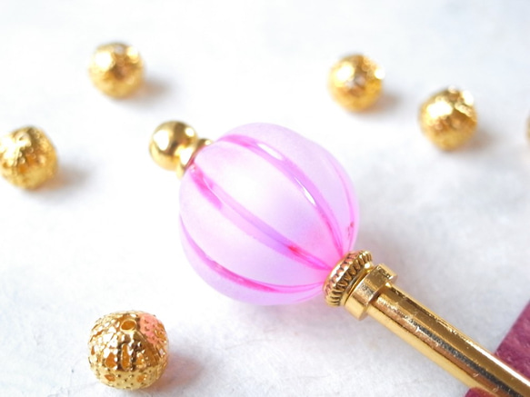 Kanzashi Pink Bonbori 風格的大珠子 第2張的照片
