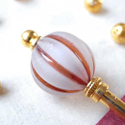 Kanzashi 棕色 bonbori 風格的大珠子 第2張的照片