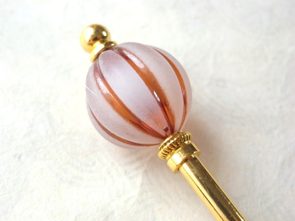 Kanzashi 棕色 bonbori 風格的大珠子 第6張的照片