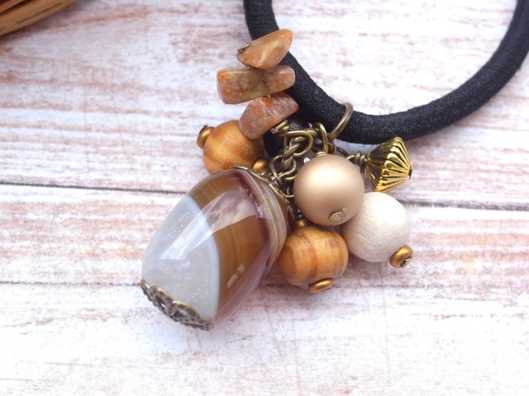 秋　どんぐりと紅葉と金魚 ヘアゴム 秋 どんぐりと紅葉と金魚 ヘアゴム