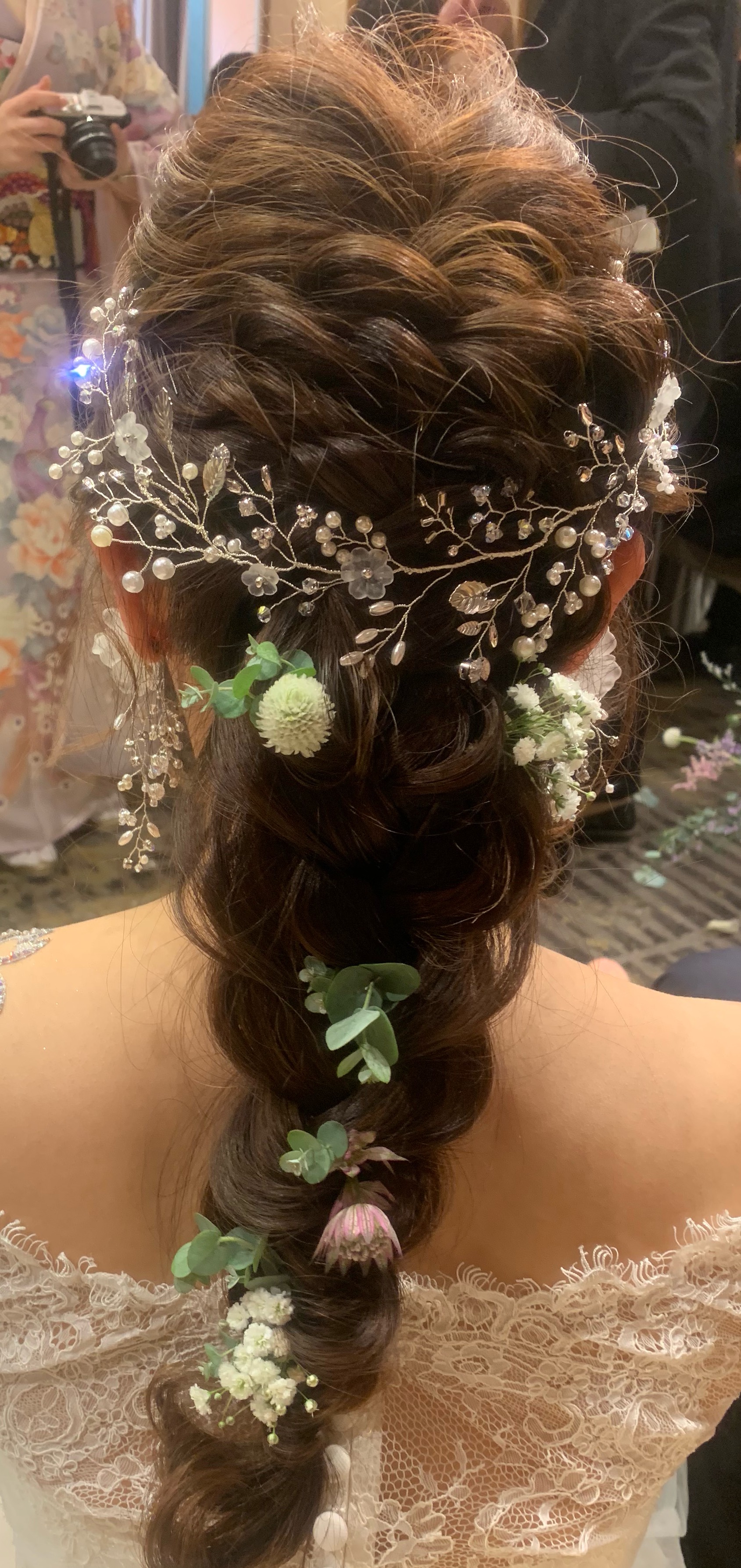 小枝 ヘッドアクセ ワイヤーアクセサリー パール フラワー ビジュー