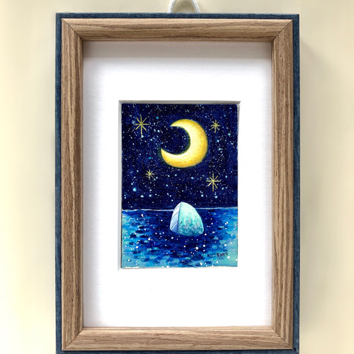 受注制作】初めて夜空を見た子供クジラ 絵画 kuro 通販 10333801