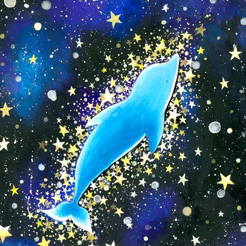 星をまとったイルカ 絵画 kuro 通販 12217903｜Creema(クリーマ)