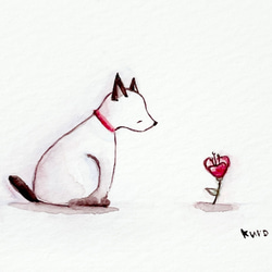 【受注制作】孤独とともに、生きていく【犬と赤い花】 3枚目の画像