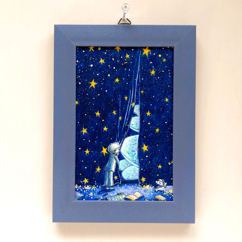 真夜中に、カーテンを開けると 絵画 kuro 通販 8709202｜Creema(クリーマ)