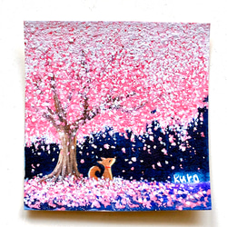 【受注制作】夜桜と柴犬 1枚目の画像