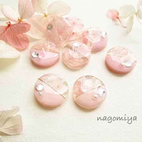 春 桜 ピアス パステルカラー ピンク ノンホールピアス 14kgf