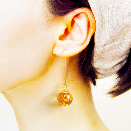 ドライフラワーピアス&イヤリング｜金木犀のレジンドーム ピアス