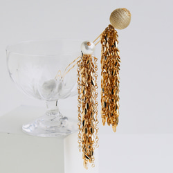 ゴールド 和玉・垂れかんざし　パール・シャラシャラ垂れ飾り簪2本セット/成人式　卒業式 2枚目の画像