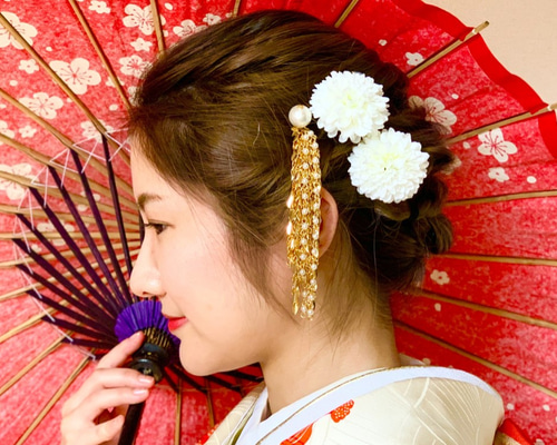 餅花の簪 舞妓さんと同じ つまみ細工 かんざし 日本髪 髪飾り 成人式 芸妓