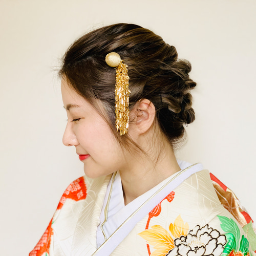 ゴールド 和玉・垂れ飾り かんざし/成人式 卒業式 かんざし ゴールド 和玉・垂れ飾り かんざし/成人式 卒業式 かんざし
