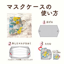 マスクケース★食事中マスクの一時置きに♪★二つ折り★花柄_青ベース白花 7枚目の画像