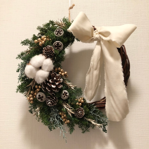 プリザーブドフラワー ナチュラルクリスマスリース 冬のリース リース