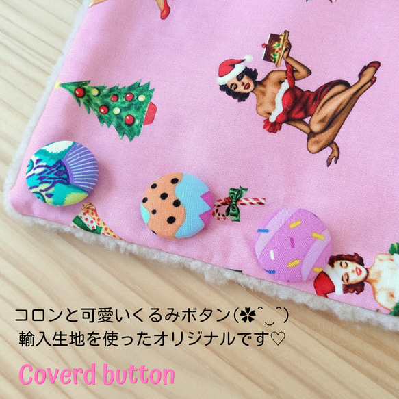 ✵クリスマス限定柄✵モコモコあったかい♡ベアボアのネックウォーマー♡可愛い輸入生地♡送料無料♬セクシーサンタ柄ピンク♡ 7枚目の画像