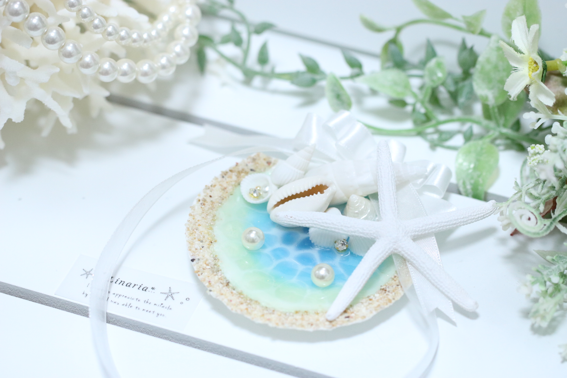 ☪︎⋆。˚ 送料無料 .. size 8cm 海辺のウェディング シェル リング 