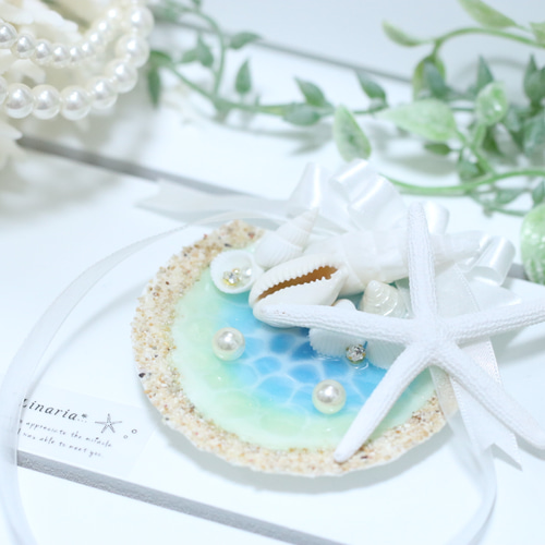 ☪︎⋆。˚ 送料無料 .. size 8cm 海辺のウェディング シェル リング 